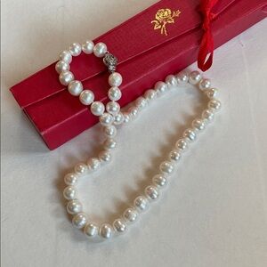 Chinese Freshwater 18 Inch Pearls Silver Tone Clasp Necklace